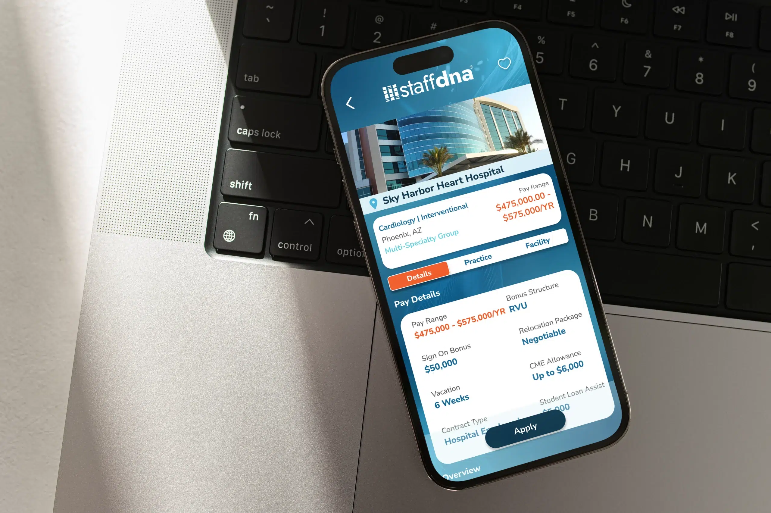 Iphone showing Job details in the Staffdna mobile app