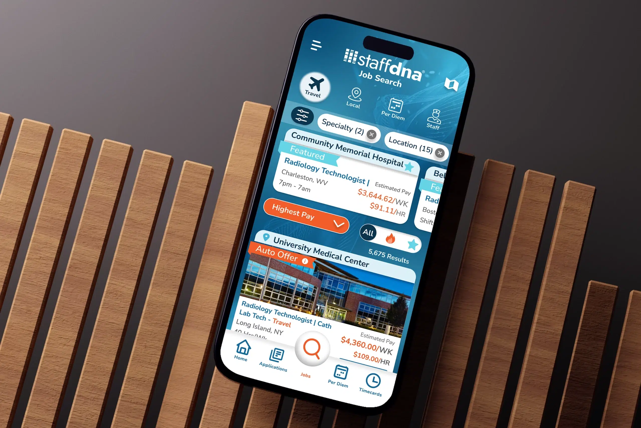  IPhone showing Radiology Technologist Job in Staffdna mobile app